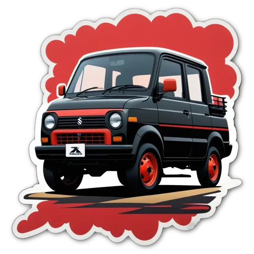 A black car with red trim that is upside down.
