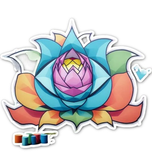 A flower with painted petals is in a geometric shape.