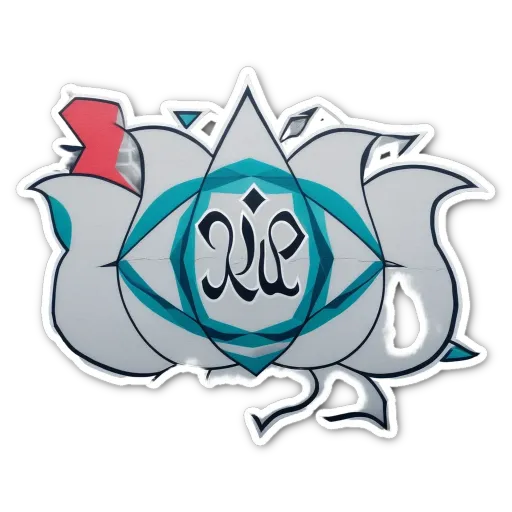 A sticker of a eye with the wordRI in the center.