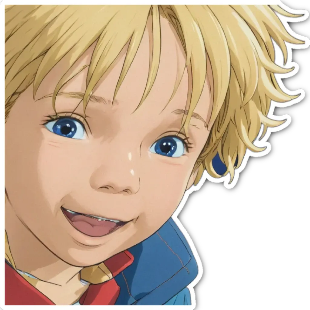 A boy with blue eyes and a red and blue jacket.