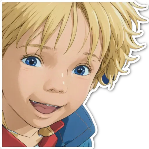 A boy with blue eyes and a red and blue jacket.