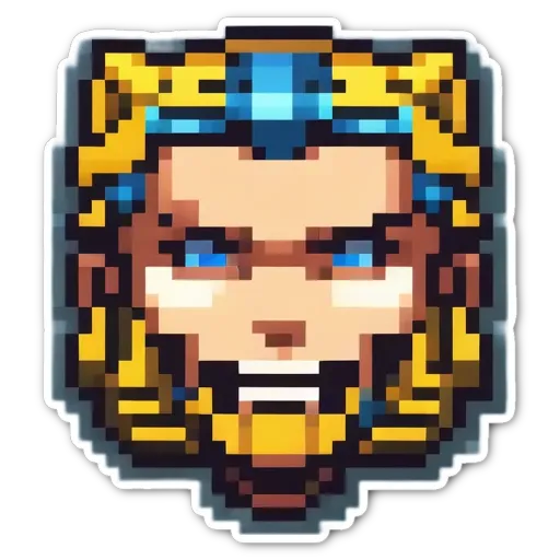An image of a woman's face with yellow and blue colors.