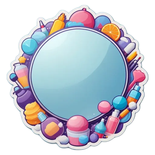 A circle of many different coloured make up items.