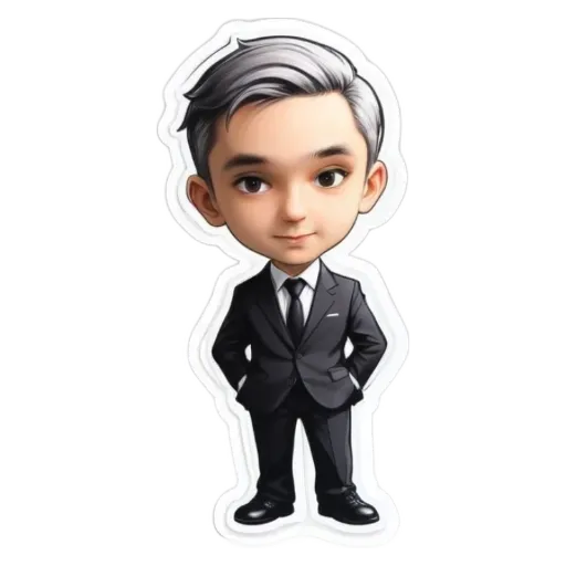 A cartoon picture of a man in a suit and tie.