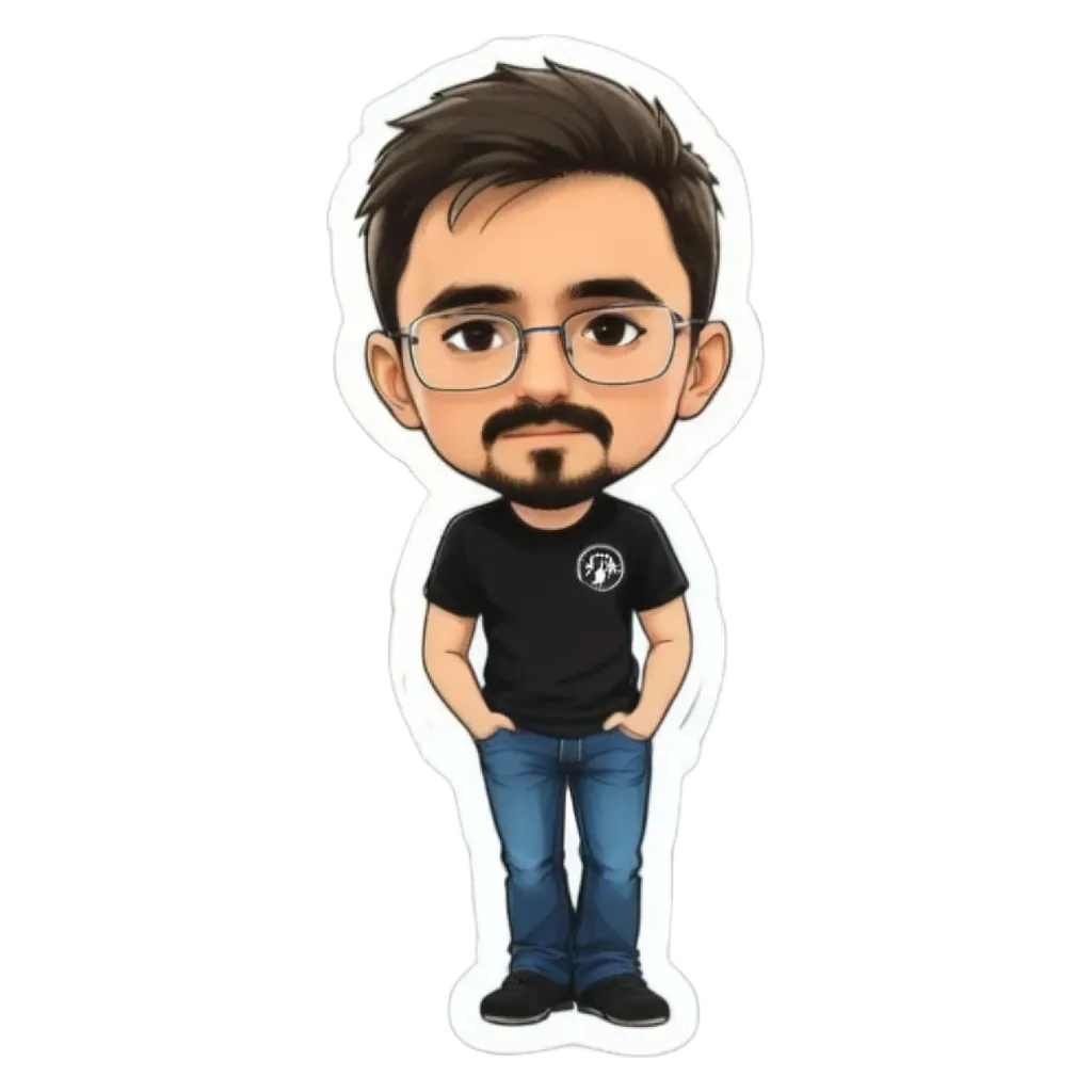 A boy that is a cartoon character that is wearing jeans and a black shirt.