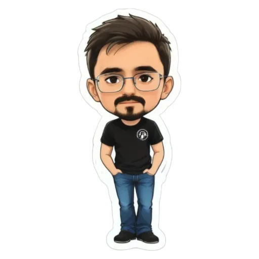 A boy that is a cartoon character that is wearing jeans and a black shirt.