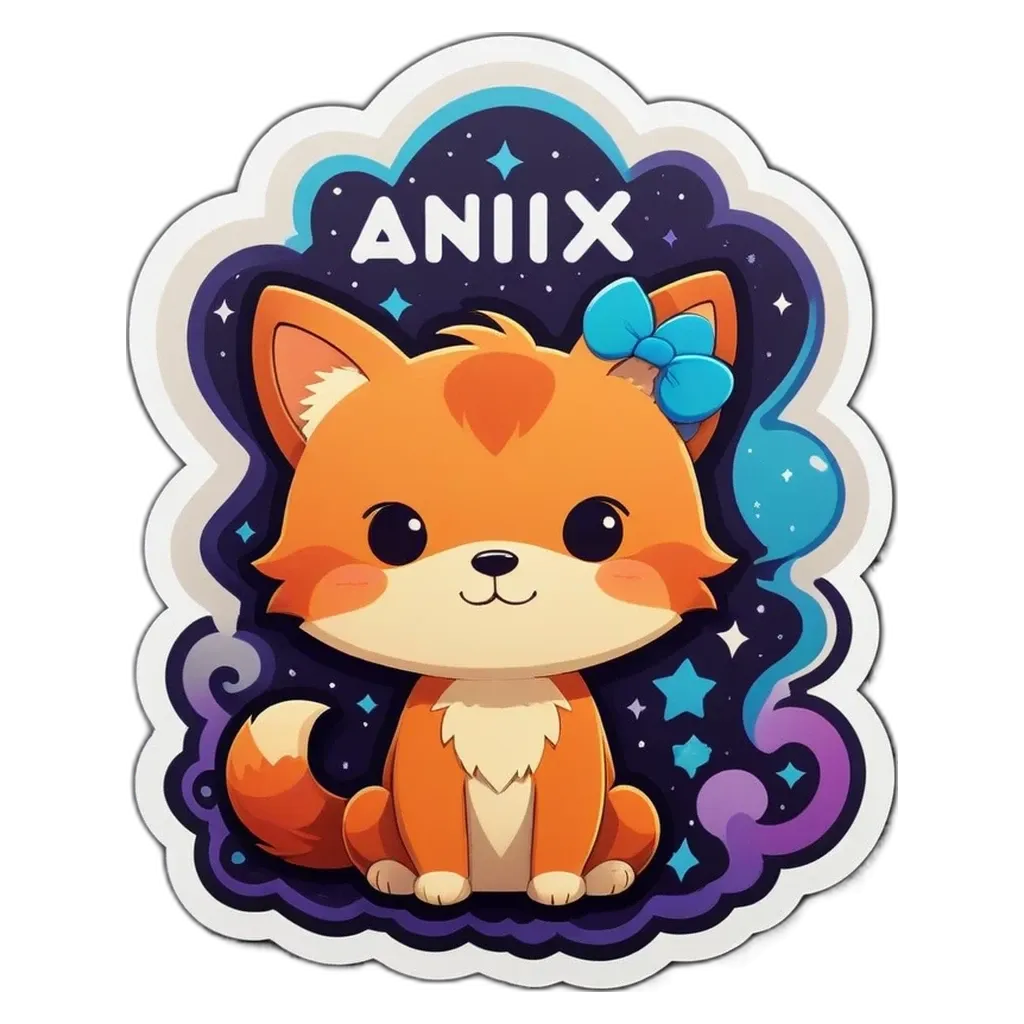 An image of a cat with a bow and the word Anix is written on it.