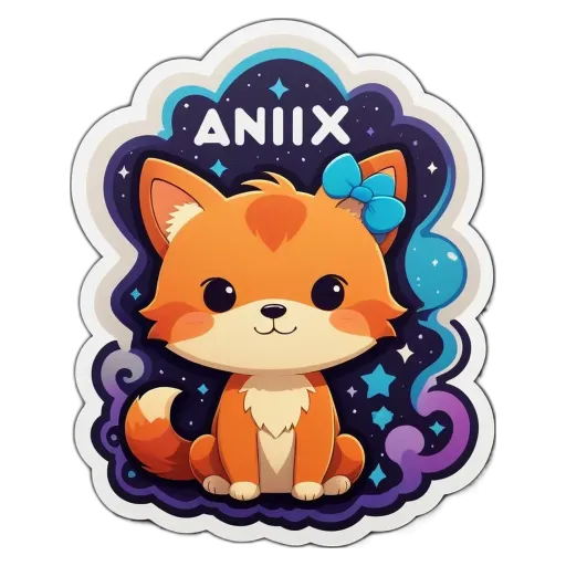 An image of a cat with a bow and the word Anix is written on it.