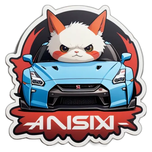 An anime character that is angry and riding a car with the words Ansi6i.