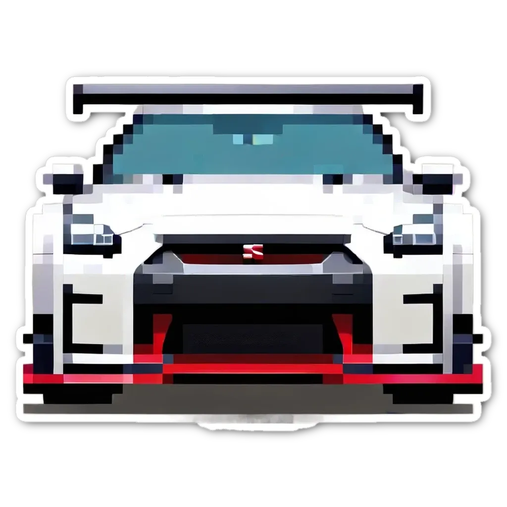 A pixelated sticker of a race car.
