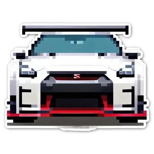 A pixelated sticker of a race car.