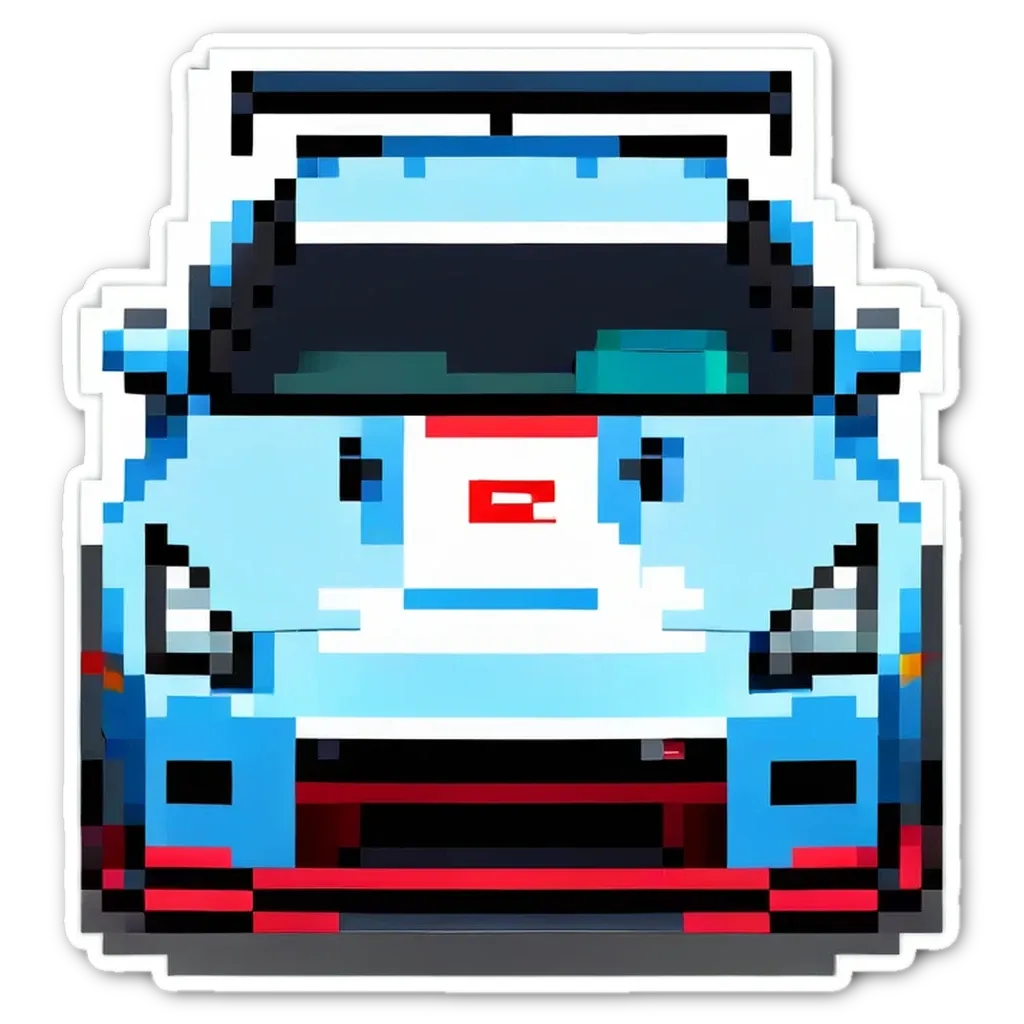 A car sticker that has a pixelated look to it.