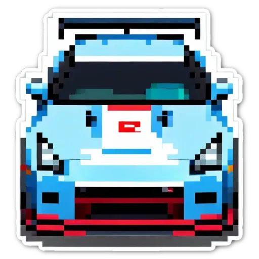 A car sticker that has a pixelated look to it.