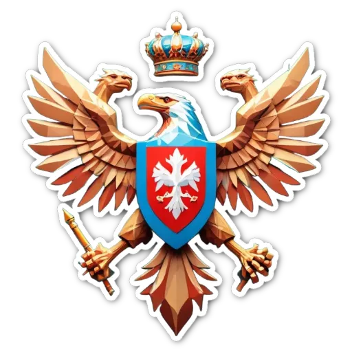 A golden eagle with the letters AEMT on its chest is holding a shield.