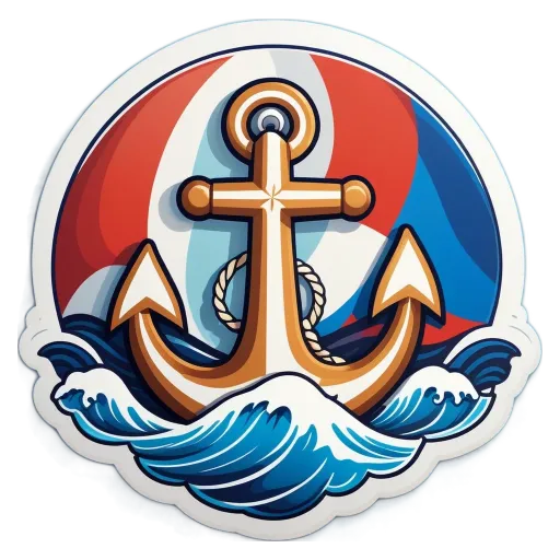 An anchor with a cross in it is on a circle.