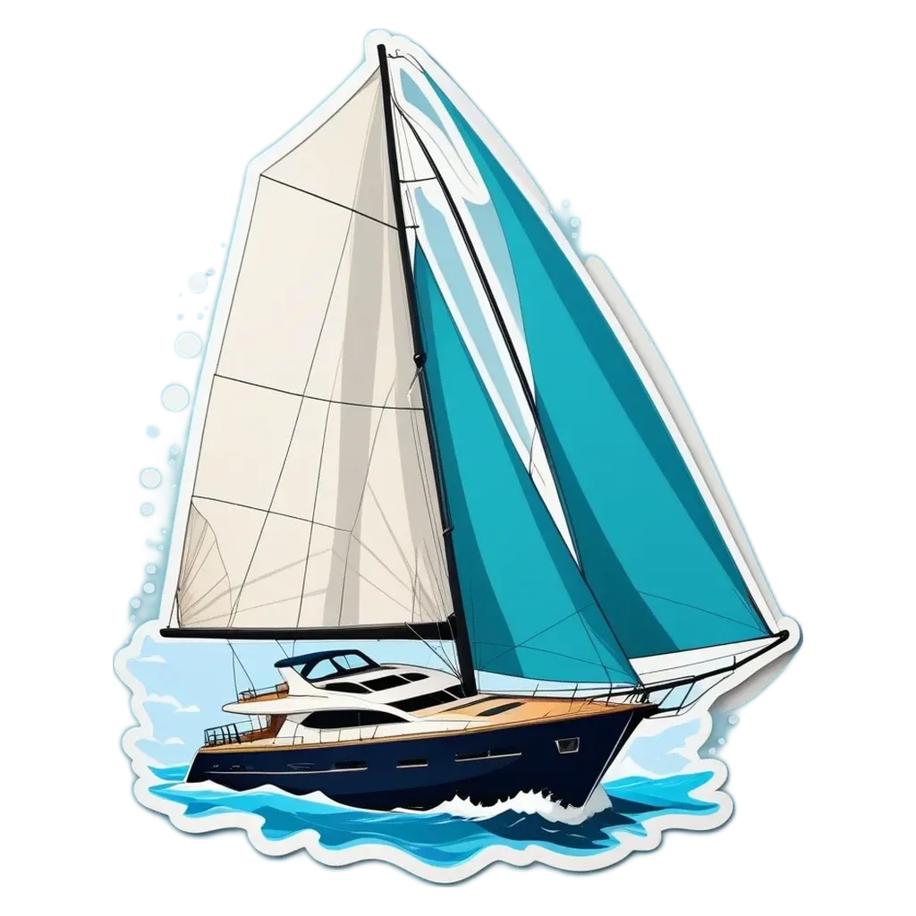 A cartoon drawing of a boat with the words sail in the front.