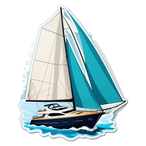 A cartoon drawing of a boat with the words sail in the front.