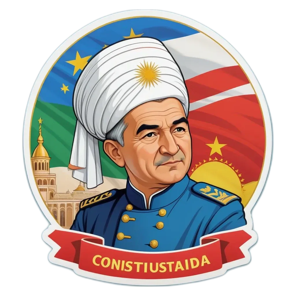 A man wearing a hat with a flag on it that says Constitutiona.