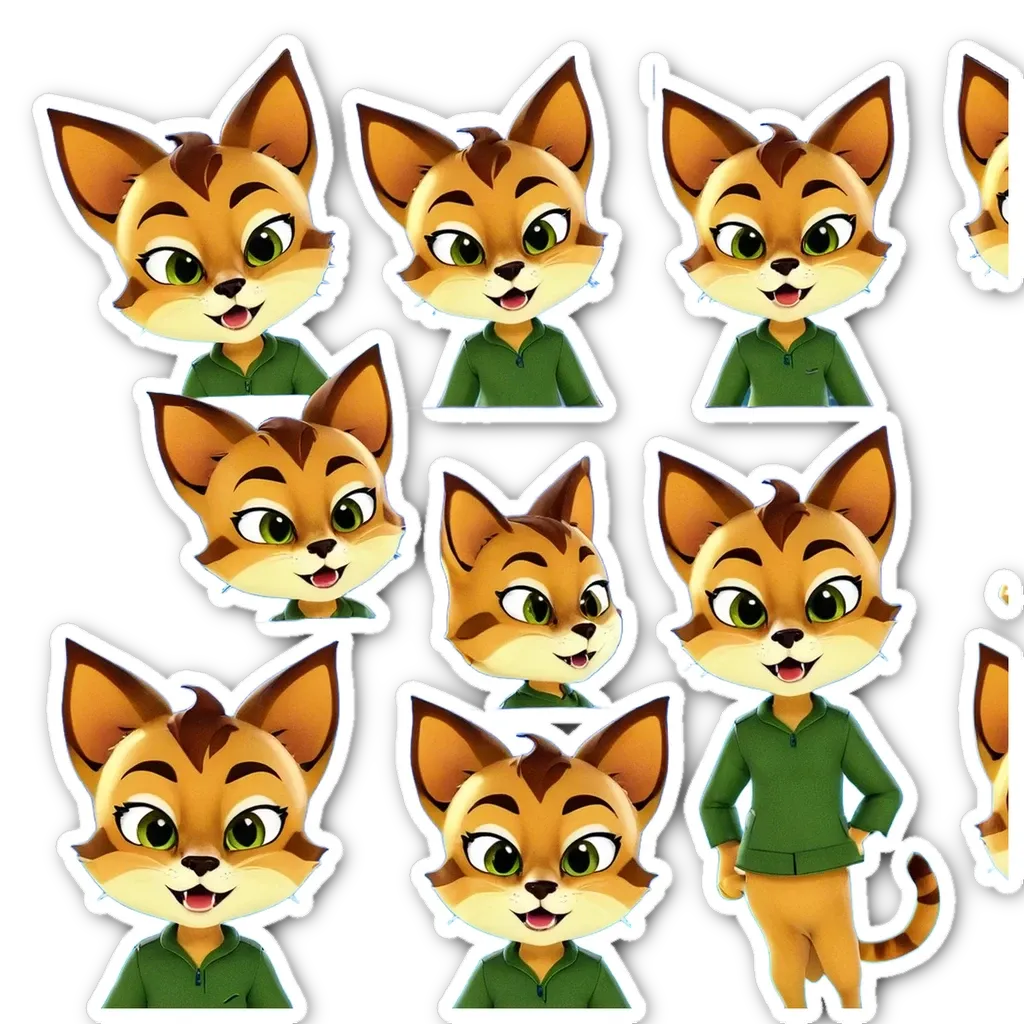 A black and white picture of a cat with different expressions printed on them.