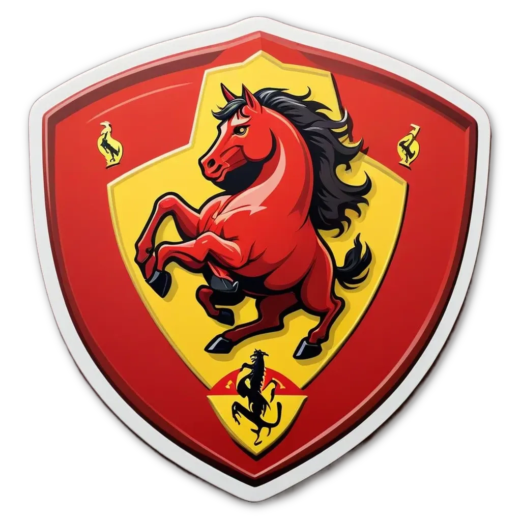 A shield with a red horse on it.