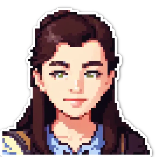 A girl in a blue shirt her picture is being generated.