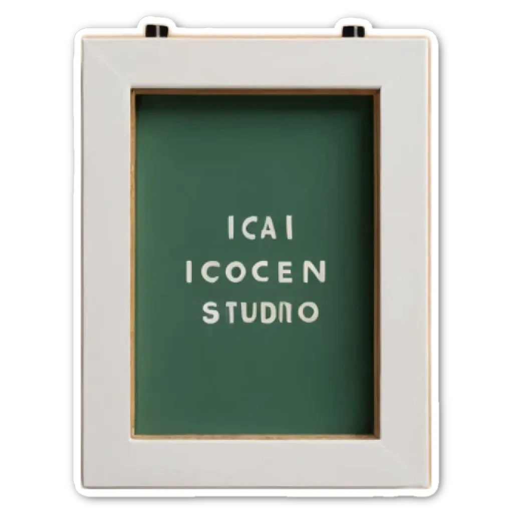 A white Icoceen frame with black writing.