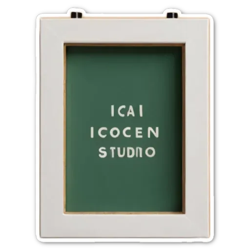 A white Icoceen frame with black writing.