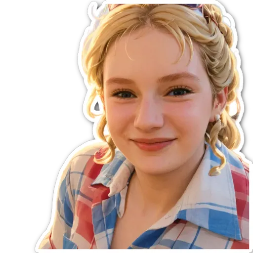 A girl with a smile on her face.