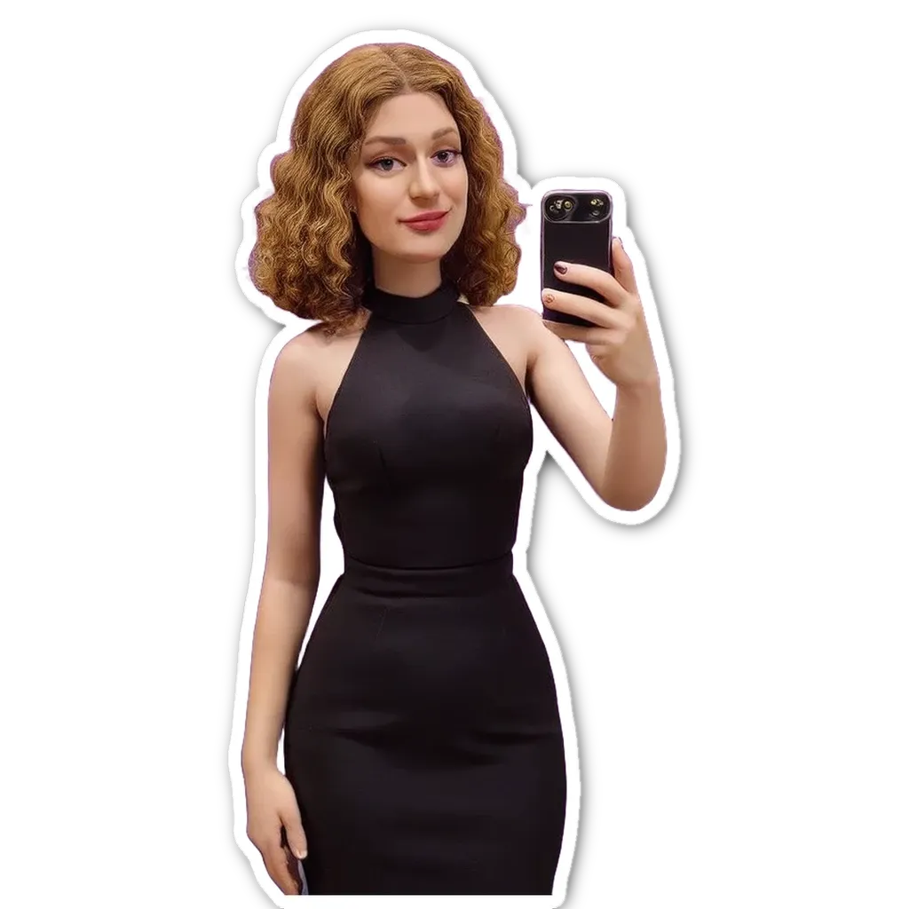 A girl is taking a picture of herself with a cell phone.