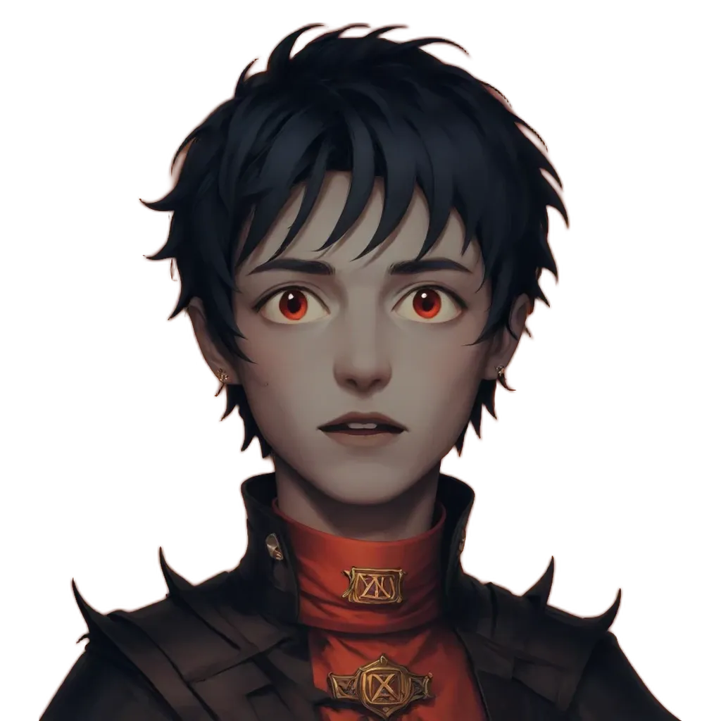 A faceless, eerie looking character with red eyes.