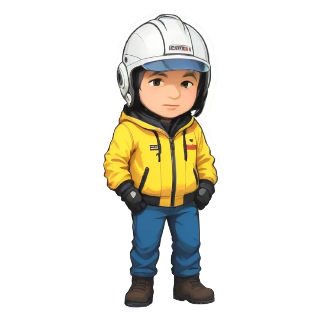 A boy wearing a helmet and yellow jacket.