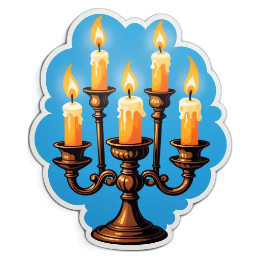 A set of five candles in a candlestick holder.