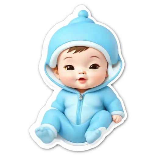 A picture of a boy that is blue in color with a hood.