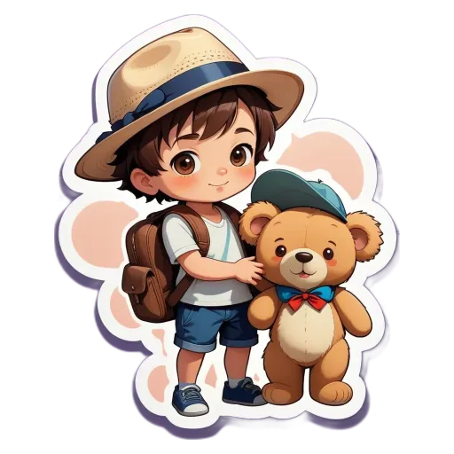 A boy holding a teddy bear on a black background.