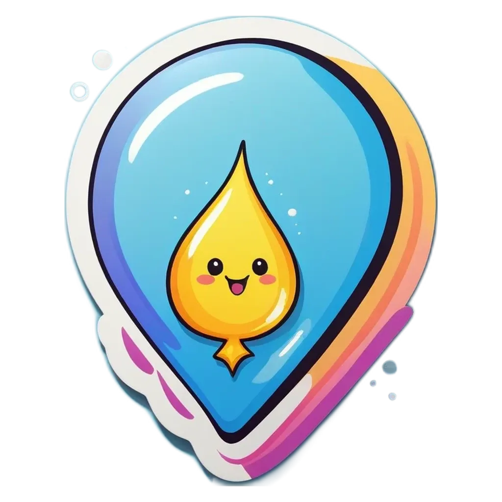 A location on a black background with a cute character and some writing on it.