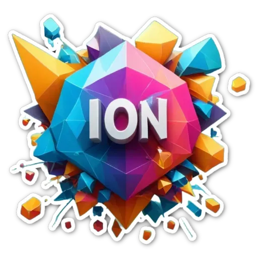 A very colorful and interesting logo with the word ION on it.