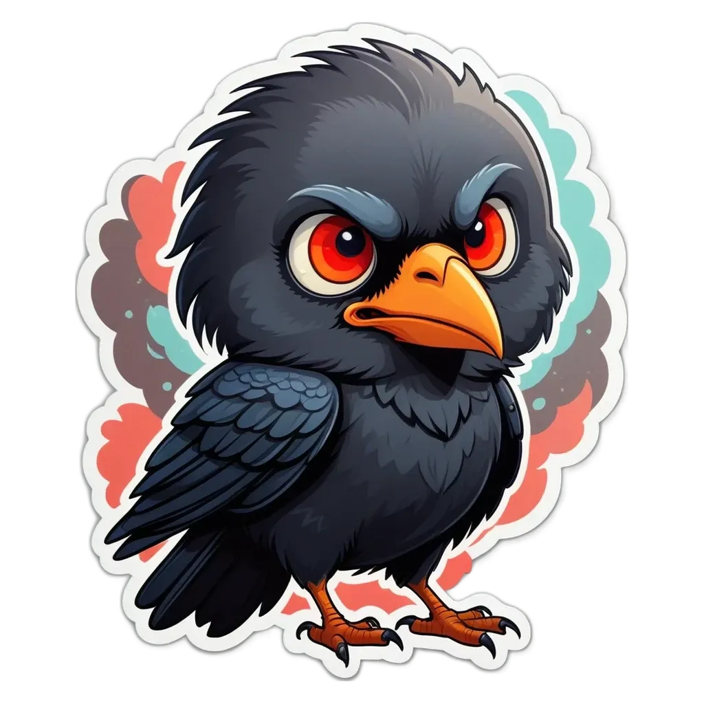 A bird with red eyes is surrounded by smoke.