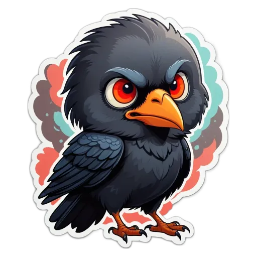 A bird with red eyes is surrounded by smoke.