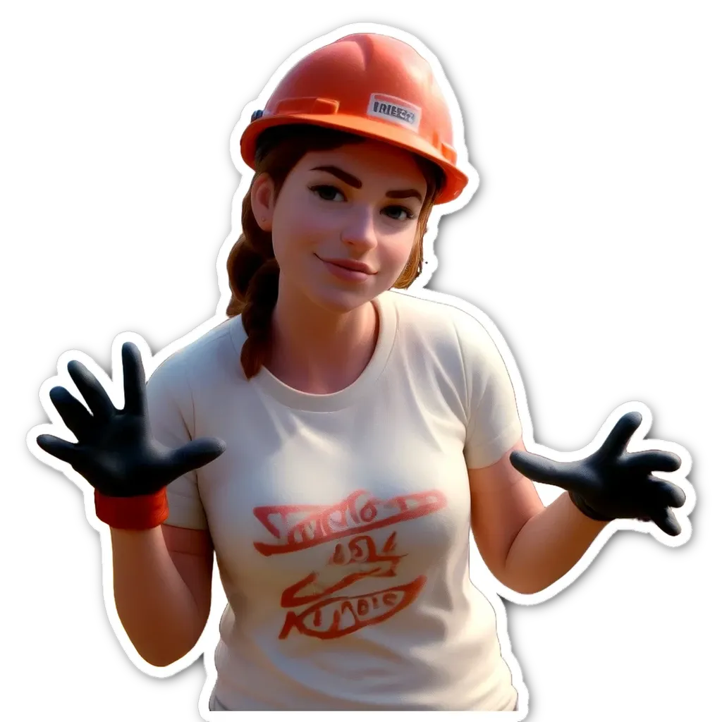 A girl wearing a safety hat is asking a question.