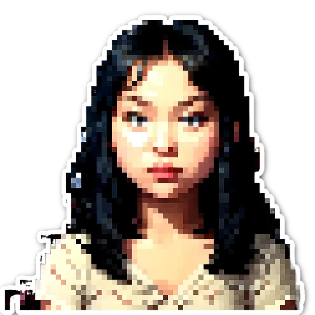 A woman is staring at the camera with her hair in a bun.