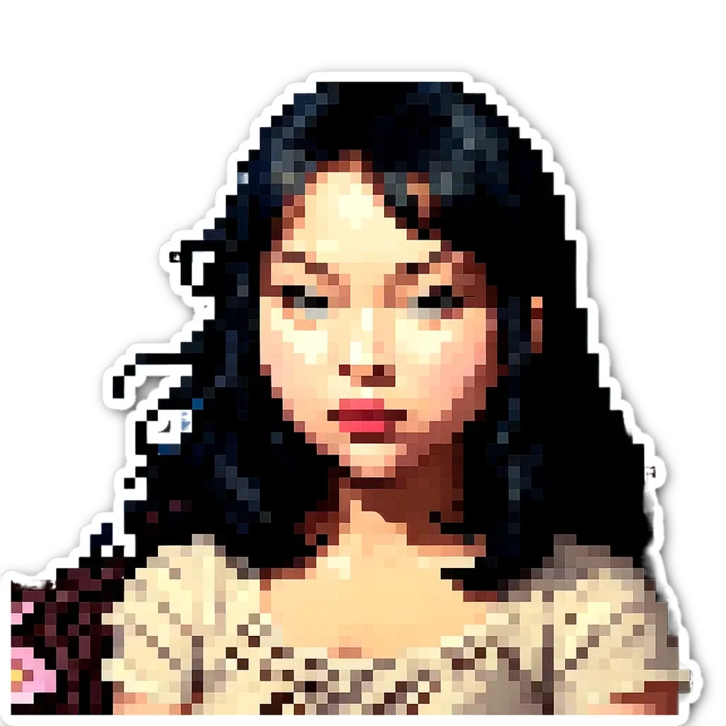 A woman with black hair and a white shirt.