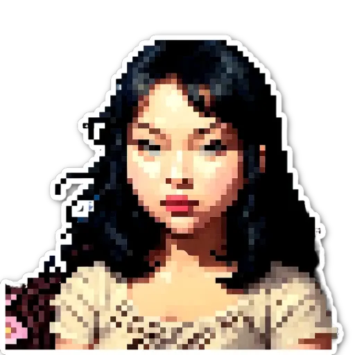 A woman with black hair and a white shirt.