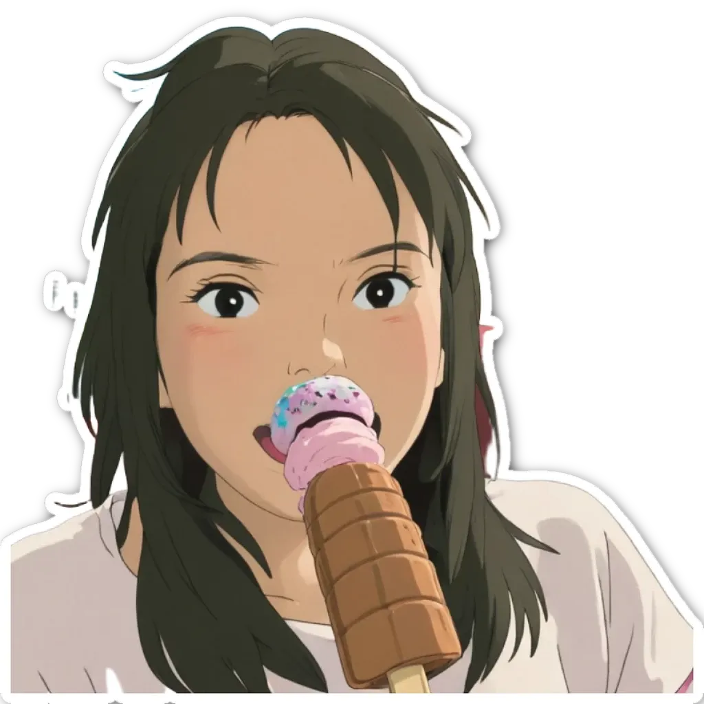 A woman eating an ice cream cone.