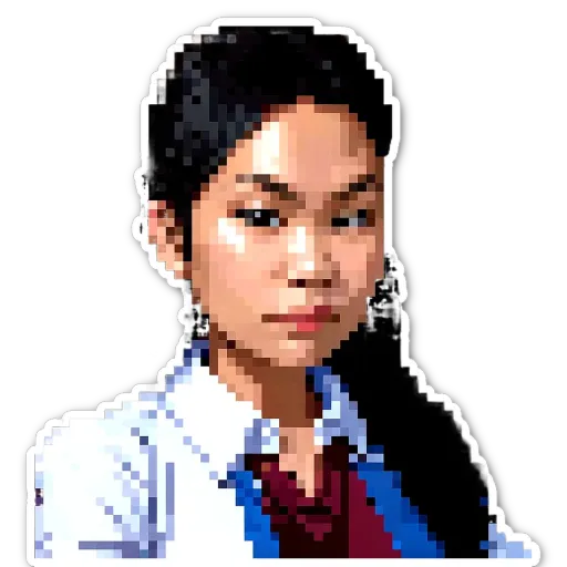 A woman is photoshopped into a black background.