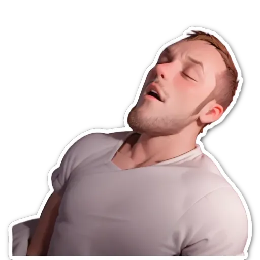 A white male with a beard and a sticker on his left shoulder.