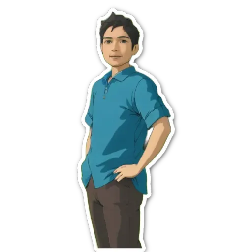 A boy wearing a blue shirt who is posing for a picture.