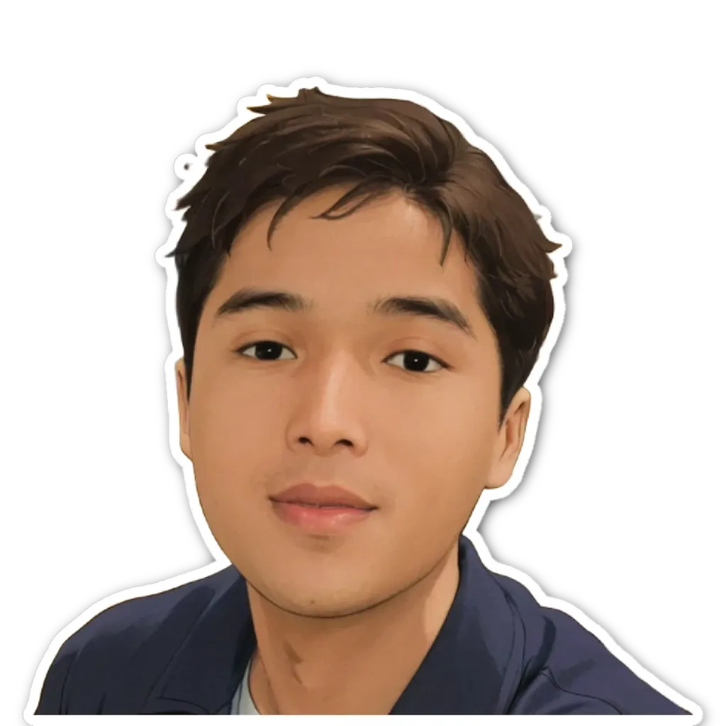 A man's face is depicted on a sticker in black and white.