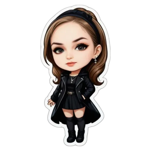 A girl is standing with her hands in her pockets and wearing a black dress.