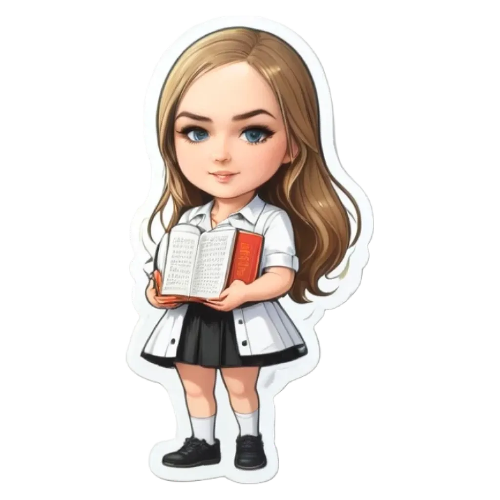 A girl reading a book with a sticker that says she is smart.