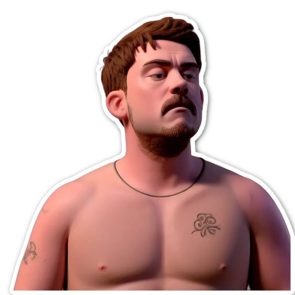 A man with a tattoo and no shirt on.